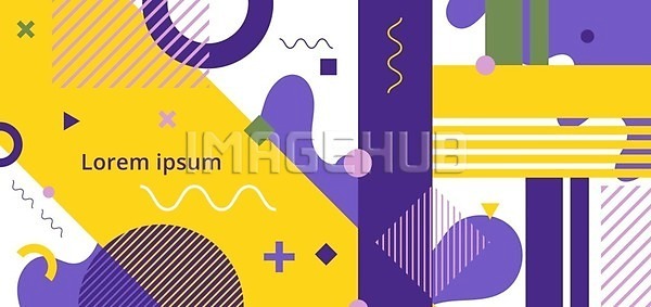 사람없음 EPS 일러스트 해외이미지 그래픽 노란색 도형 디자인 멤피스디자인 백그라운드 보라색 지오메트릭 패턴 해외일러스트
