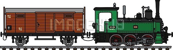 클래식 EPS 일러스트 해외이미지 갈색 검은색 교통시설 기계 기차 만화 목재 복고 빨간색 수증기 수확 엔진 옛날 오렌지 작음 초록색 해외일러스트 화물