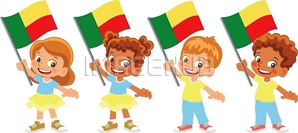 소년 어린이 EPS 일러스트 해외이미지 깃발 물결 배너 손 심볼 클립아트 해외일러스트