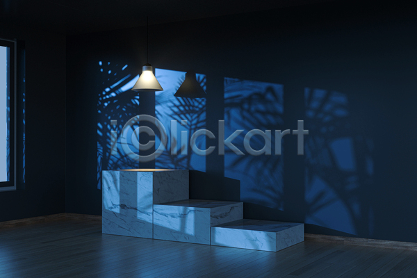 사람없음 3D JPG 포토 해외이미지 공간 그림자 내부 빛 어둠 육면체 인테리어 잎 조명 파란색