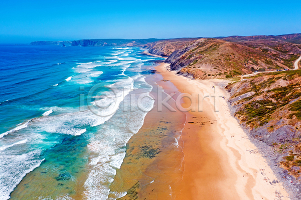 사람없음 JPG 포토 해외이미지 거품 모래 물 바다 안테나 암초 야외 여름(계절) 자연 파도 포르투갈