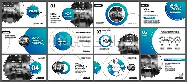 사람없음 EPS 템플릿 해외이미지 그래프 레이아웃 리플렛 비즈니스 세트 원형 인포그래픽 파란색