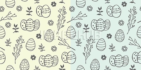 사람없음 EPS 라인일러스트 일러스트 해외이미지 꽃 민트색 부활절계란 연두색 잎 해외일러스트