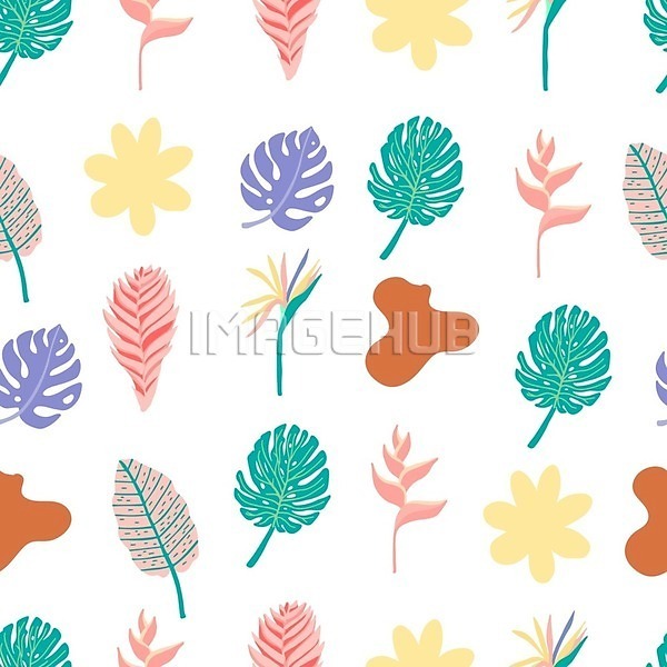 시원함 사람없음 EPS 일러스트 해외이미지 몬스테라 백그라운드 보테니컬아트 여름(계절) 열대꽃 열대잎 패턴 패턴백그라운드