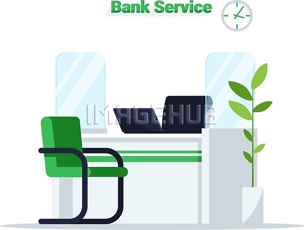 사람없음 EPS 일러스트 해외이미지 노트북 디자인 서비스 시계 은행(금융) 의자 책상 화분