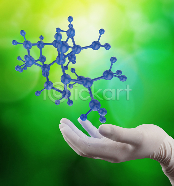 신체부위 3D JPG 디지털합성 편집이미지 해외이미지 DNA 들기 분자구조 손 의학 초록색