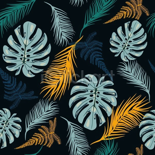 사람없음 EPS 일러스트 해외이미지 검은색 몬스테라 보테니컬아트 야자수잎 열대잎 트로피컬아트 패턴 패턴백그라운드