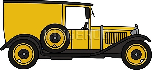 빈티지 클래식 사람없음 EPS 일러스트 해외이미지 노란색 복고 자동차 클래식카 화물트럭