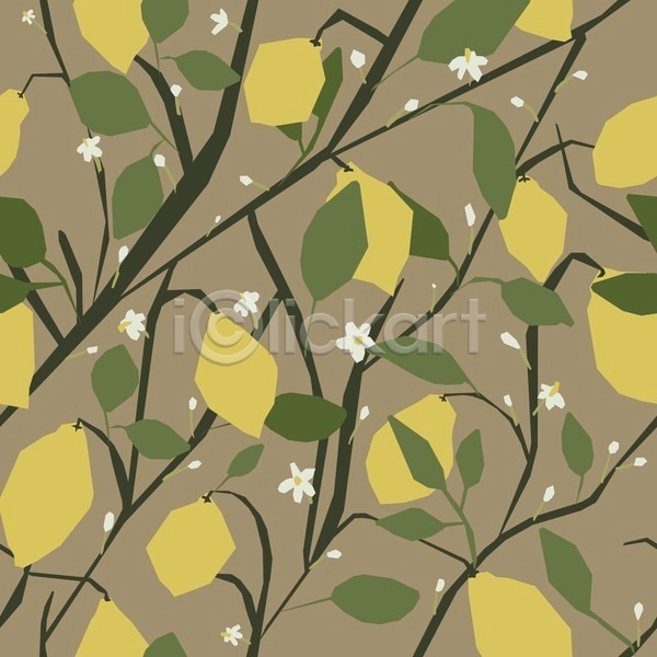 사람없음 EPS 일러스트 해외이미지 꽃 나뭇가지 노란색 레몬 백그라운드 잎