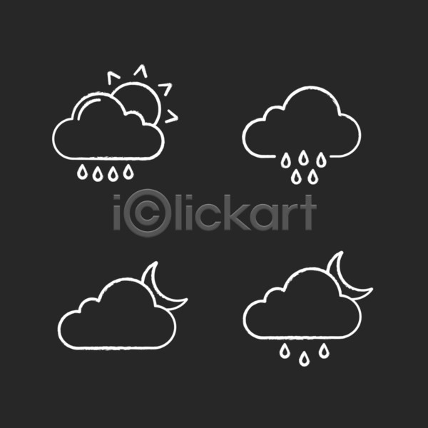 사람없음 EPS 라인아이콘 아이콘 일러스트 해외이미지 구름(자연) 날씨 비(날씨) 세트 초승달 태양