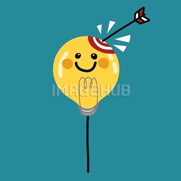 계획 목표 성공 아이디어 행복 사람없음 EPS 일러스트 해외이미지 과녁판 디자인 램프 미소(표정) 웃음 전구 캐릭터 컨셉 풍선 화살