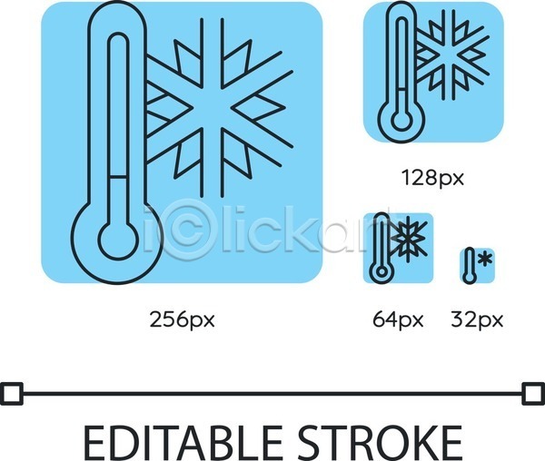 사람없음 EPS 라인아이콘 아이콘 일러스트 해외이미지 겨울 날씨 눈(날씨) 사각형 온도계 하늘색