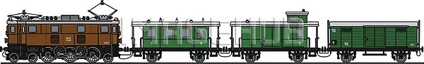 클래식 EPS 일러스트 해외이미지 갈색 교통시설 기차 만화 복고 선 승객 옛날 초록색 해외일러스트
