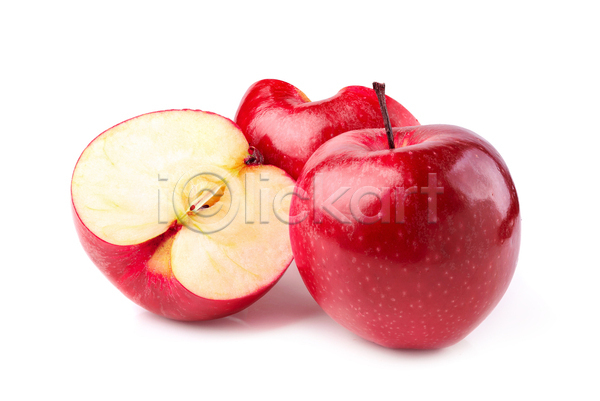 사람없음 JPG 포토 해외이미지 과일 단면 사과 실내 자르기 흰배경