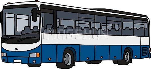 EPS 일러스트 해외이미지 검은색 교통시설 땅 만화 모터 버스 승객 여행 자동차 파란색 흰색