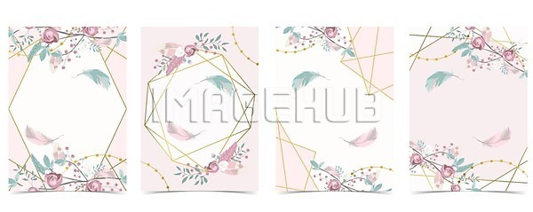 사람없음 EPS 일러스트 해외이미지 깃털 꽃 꽃무늬 디자인 백그라운드 분홍색 포스터 프레임