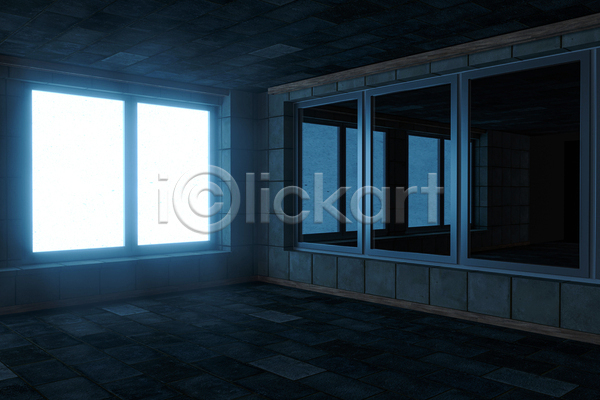 사람없음 3D JPG 포토 해외이미지 검은색 공간 내부 반사 빛 어둠 창문