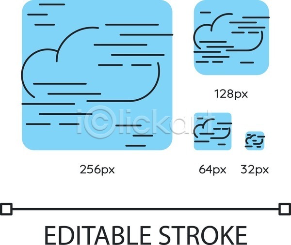 사람없음 EPS 라인아이콘 아이콘 일러스트 해외이미지 구름(자연) 날씨 사각형 안개 하늘색