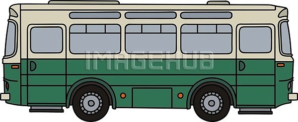 클래식 사람없음 EPS 일러스트 해외이미지 버스 복고 자동차 초록색 흰색