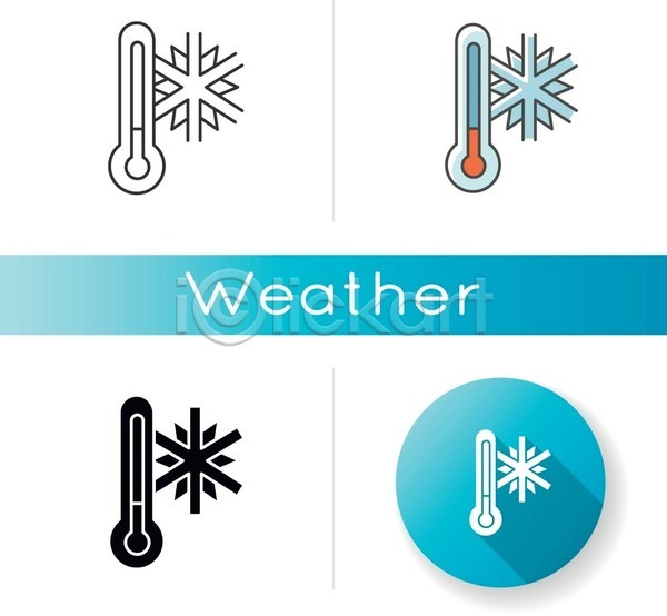 사람없음 EPS 아이콘 일러스트 해외이미지 겨울 날씨 눈(날씨) 세트 온도계 원형 종류