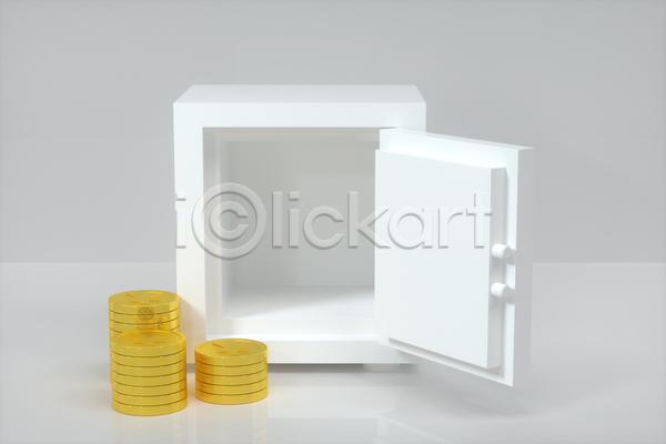사람없음 3D JPG 디지털합성 일러스트 포토 해외이미지 경제 금고 금융 금화 동전 동전탑 오픈