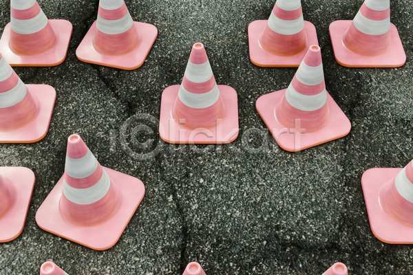 사람없음 3D JPG 포토 해외이미지 거리 경고 도로 사인 안전 오브젝트 줄무늬 칼라콘
