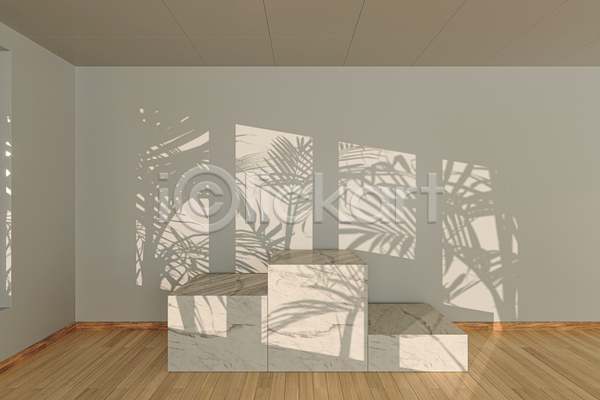 사람없음 3D JPG 포토 해외이미지 공간 그림자 내부 인테리어 입체도형 잎