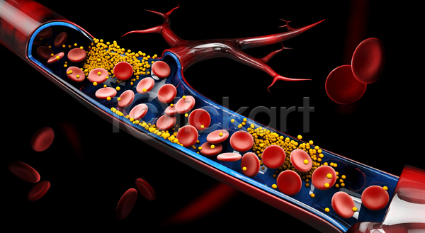 사람없음 3D JPG 포토 해외이미지 동맥경화 세포 적혈구 콜레스테롤 혈관 혈구