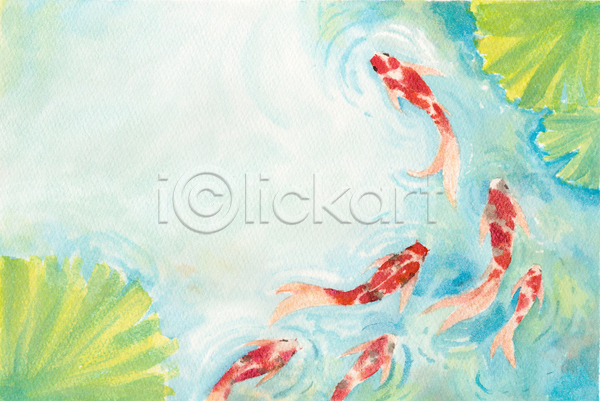 사람없음 JPG 일러스트 포토 해외이미지 공백 동물 디자인 물 미술 백그라운드 벽지 빨간색 손 수채화(물감) 수확 어류 연못 우주 종이 파란색 페인트 흰색