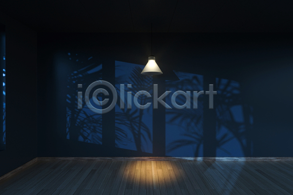 사람없음 3D JPG 포토 해외이미지 공간 그림자 남색 내부 빛 어둠 인테리어 잎 조명