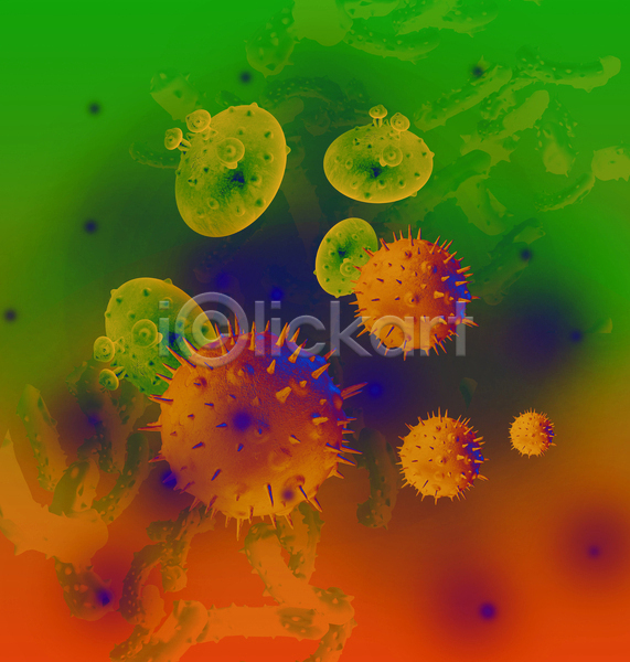 사람없음 3D JPG 디지털합성 포토 해외이미지 세포 암 의학 종양 주황색 질병 초록색