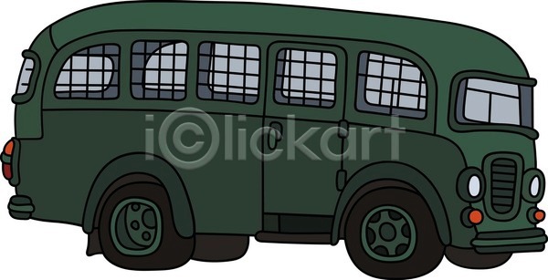 클래식 사람없음 EPS 일러스트 해외이미지 버스 복고 자동차 창살 초록색