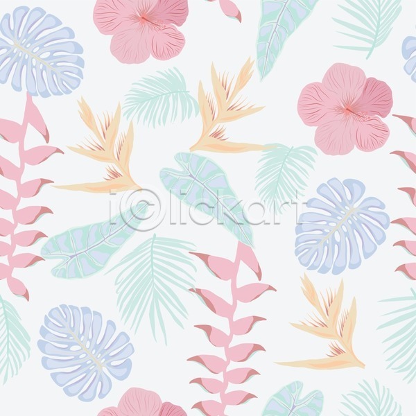시원함 사람없음 EPS 일러스트 해외이미지 몬스테라 백그라운드 보테니컬아트 여름(계절) 열대꽃 열대잎 패턴 패턴백그라운드