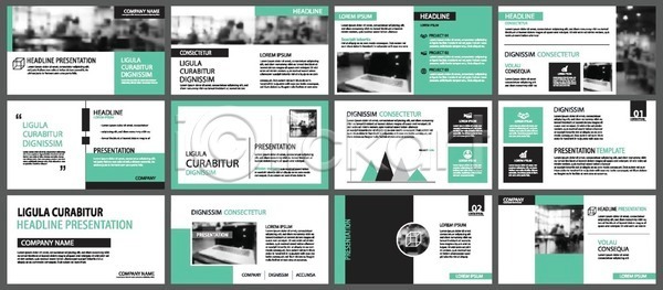 사람없음 EPS 템플릿 해외이미지 검은색 그래프 노트북 레이아웃 리플렛 비즈니스 세트 인포그래픽 초록색