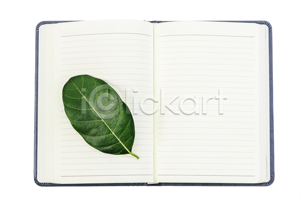 사람없음 JPG 포토 해외이미지 공백 공책 실내 에코 에코라이프 잎 자연보호 제로웨이스트 줄노트 친환경 흰배경