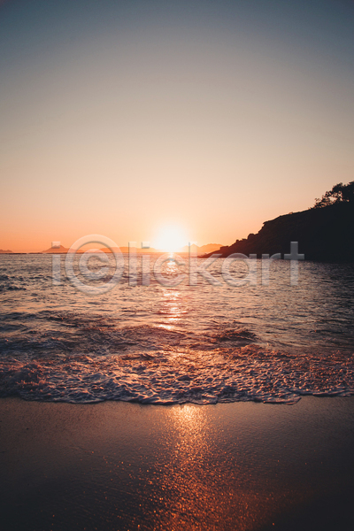 평화 휴식 사람없음 JPG 포토 해외이미지 경관 물결 야외 일몰 자연 주간 태양 파도 풍경(경치) 해변 햇빛