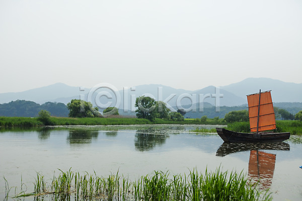 사람없음 JPG 포토 나무 돛단배 두물머리 북한강 야외 양평 자연 주간 풀잎 풍경(경치) 황포돛배