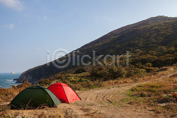 사람없음 JPG 포토 바다 비박 섬 야외 외연도 주간 캠핑 텐트 풍경(경치) 하늘