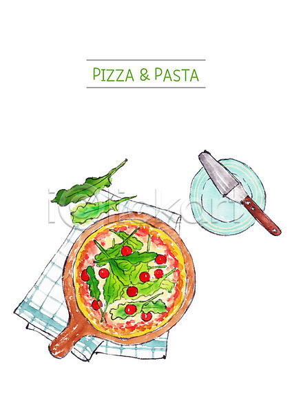 사람없음 PSD 일러스트 나무도마 방울토마토 식탁보 야채피자 요리 음식 접시 채소 피자