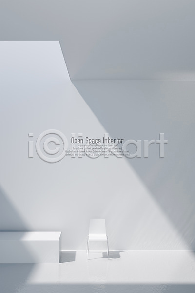 사람없음 3D PSD 디지털합성 편집이미지 흑백 공간 그림자 비어있는 빛 오픈스페이스 의자 인테리어 햇빛 흰색
