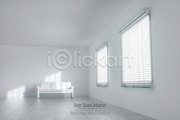 사람없음 3D PSD 디지털합성 편집이미지 흑백 거실 공간 그림자 블라인드 비어있는 빛 소파 오픈스페이스 창가 창문 햇빛 흰색