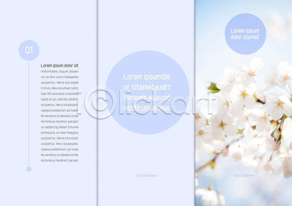 사람없음 AI(파일형식) 템플릿 3단접지 꽃가지 리플렛 벚꽃 봄 북디자인 북커버 원형 출판디자인 팜플렛 표지 표지디자인