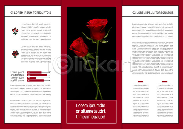 사람없음 AI(파일형식) 템플릿 3단접지 그래프 꽃다발 내지 리플렛 북디자인 북커버 빨간색 장미 출판디자인 팜플렛