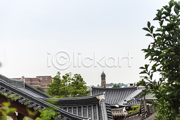 사람없음 JPG 포토 고건축 국내여행 기와지붕 기와집 나무 성당 야외 여행 전주 전주한옥마을 주간 풍경(경치) 한국전통