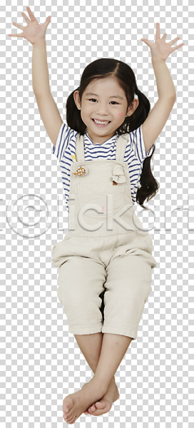 즐거움 사람 소녀한명만 어린이 여자 한국인 한명 PNG 앞모습 편집이미지 미소(표정) 손들기 앉기 응시 전신 편집소스