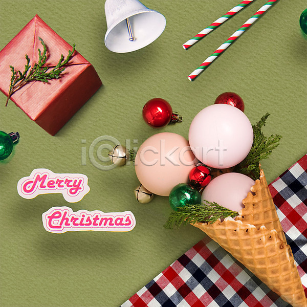 사람없음 PSD 편집이미지 빨간색 선물 선물상자 솔잎 아이스크림콘 오너먼트 오브젝트 장식 종 초록색 크리스마스 크리스마스장식