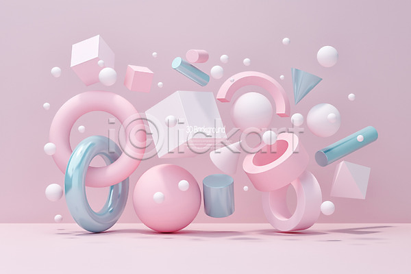 사람없음 3D PSD 디지털합성 입체 편집이미지 3D소스 고리 기둥 백그라운드 분홍색 원기둥 원뿔 원형 입체도형 정사각형