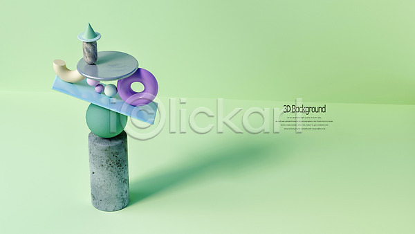 사람없음 3D PSD 디지털합성 입체 편집이미지 3D소스 다양 돌(바위) 백그라운드 쌓기 원뿔 원형 입체도형 초록색 컬러풀