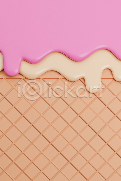 흐름 사람없음 3D JPG 포토 해외이미지 녹음(녹이기) 딸기아이스크림 바닐라아이스크림 백그라운드 아이스크림콘 액체