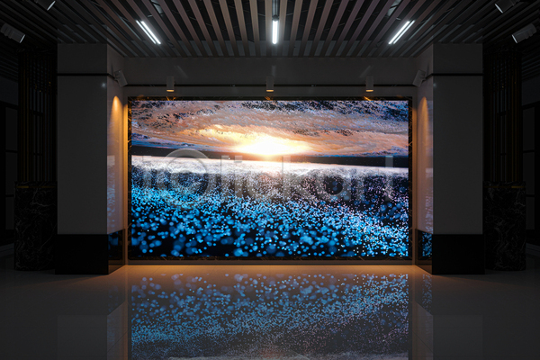 사람없음 3D JPG 포토 해외이미지 검은색 공간 내부 반사 빛 조명 파란색 풍경(경치)